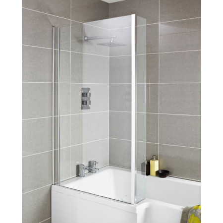 Premier Quattro L Shape Hinged Bath Screen with Towel Rail