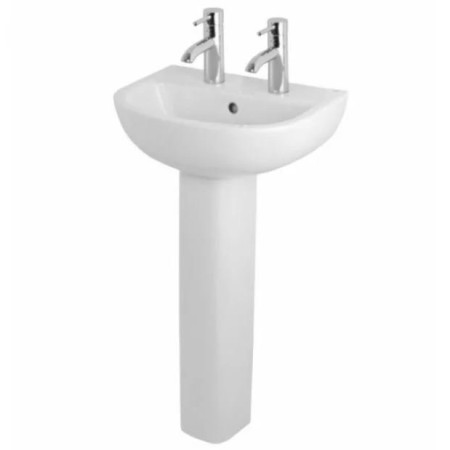 Rak Compact 450mm Two Tap Hole Basin and Pedestal