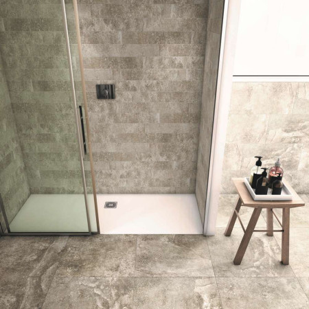 Rak Feeling White Rectangular Shower Tray Room Setting