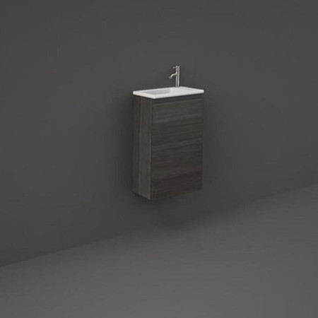 Rak Joy Wall Hung 400mm Basin Unit in Moka Walnut with Basin