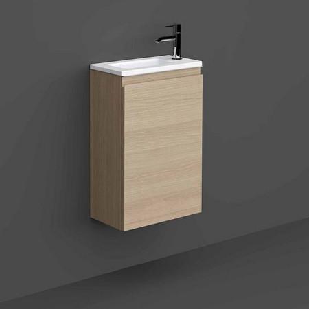Rak Joy Wall Hung 400mm Basin Unit in Scandinavian Oak with Basin