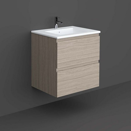 Rak Joy Wall Hung 600mm Basin Unit in Grey Elm with Basin
