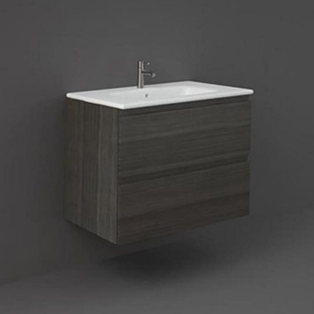 Rak Joy Wall Hung 800mm Basin Unit in Moka Walnut with Basin