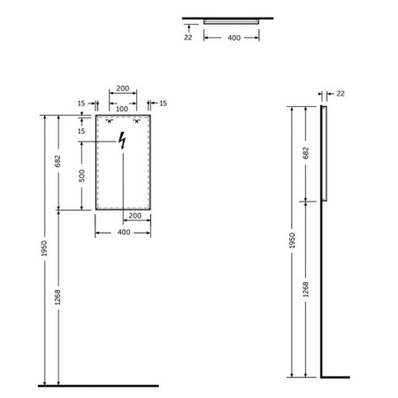 JOYMR04068STD Rak Joy Wall Hung Mirror 400 x 680mm (2)