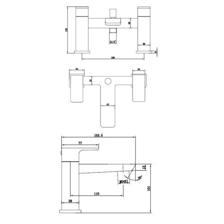 RAKMOO3005B Rak Moon Black 2TH Bath Shower Mixer (2)