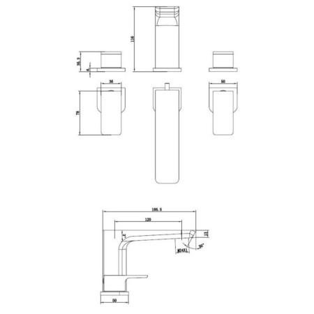 RAKMOO3011B Rak Moon Black 3TH Bath Filler (2)