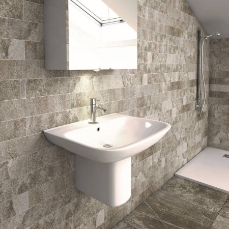 Rak Origin 650mm Wash Basin and Half Pedestal Lifestyle