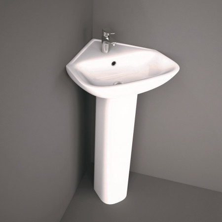 Rak Origin Corner Wash Basin and Full Pedestal