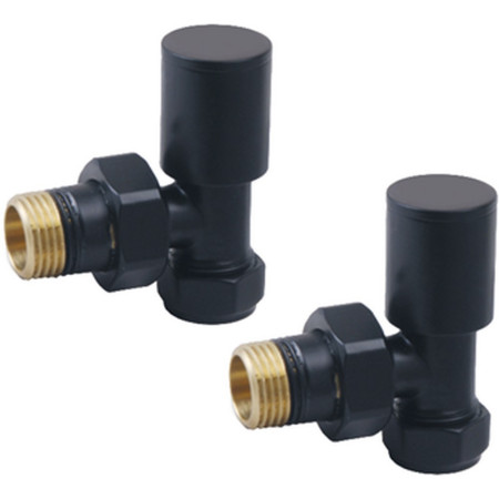 Vantara Angled Round Black Radiator Valve Pack