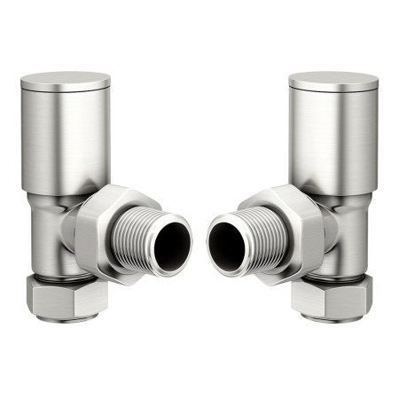 Vantara Angled Round Brushed Nickel Radiator Valve Pack