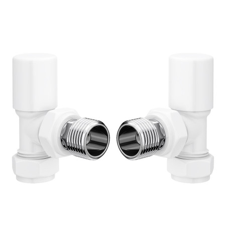 Vantara Angled Round White Radiator Valve Pack