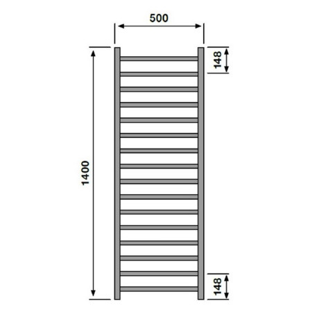 VACYRC140050 Vantara Cyrus Chrome 1400 x 500mm Towel Radiator Technical Drawing