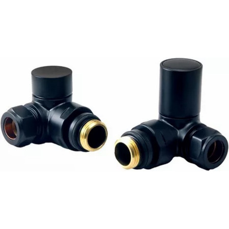 Vantara Corner Round Black Radiator Valve Pack