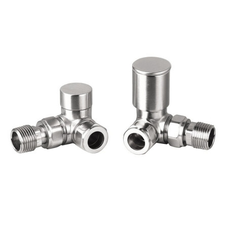 Vantara Corner Round Brushed Nickel Radiator Valve Pack
