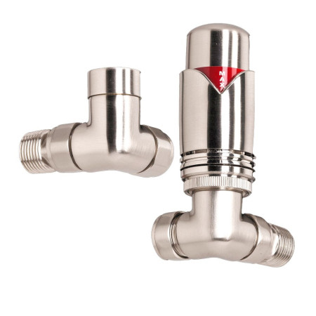 Vantara Corner Thermostatic Nickel Radiator Valve Pack
