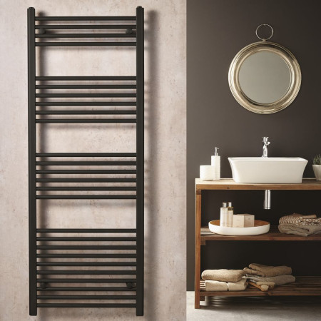 Vantara Corona Matt Black 1600 x 600mm Towel Radiator