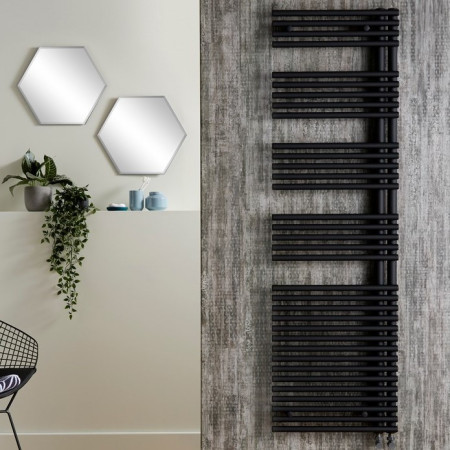 Vantara Sovereign Left Hand Matt Black 1681 x 496mm Towel Radiator