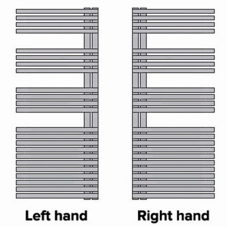VASOVL120060 Vantara Sovereign Left Hand White 1161 x 596mm Towel Radiator Handling Drawing