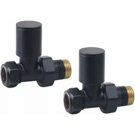 Vantara Straight Round Black Radiator Valve Pack
