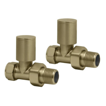 Vantara Straight Round Brushed Brass Radiator Valve Pack