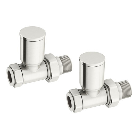 Vantara Straight Round Brushed Nickel Radiator Valve Pack