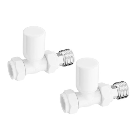 Vantara Straight Round White Radiator Valve Pack
