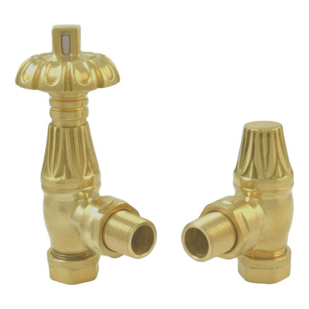 RRT1BB Redroom Straight Thermostatic Brushed Brass Traditional Radiator Valve Pack