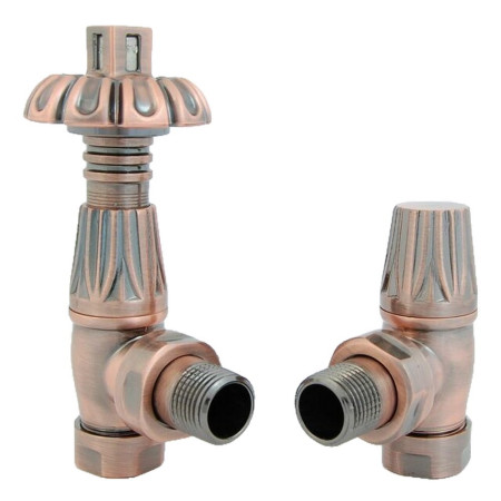Vantara Angled Thermostatic Copper Traditional Radiator Valve Pack