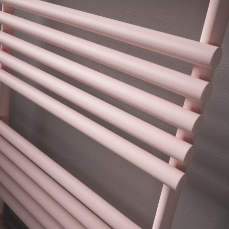 VAVRNL14005005168 Vantara Verona Lux Blush Pink 1355 x 496mm Towel Radiator Close Up