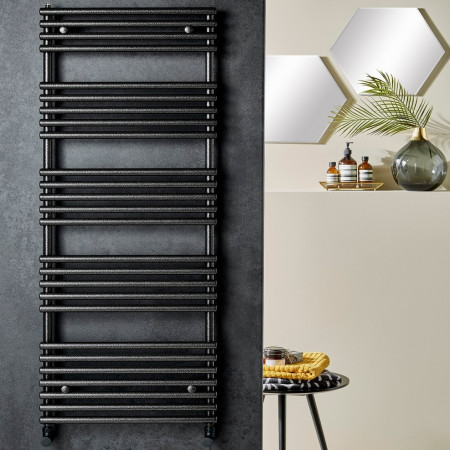Vantara Verona Lux Hammered Silver 1355 x 496mm Towel Radiator