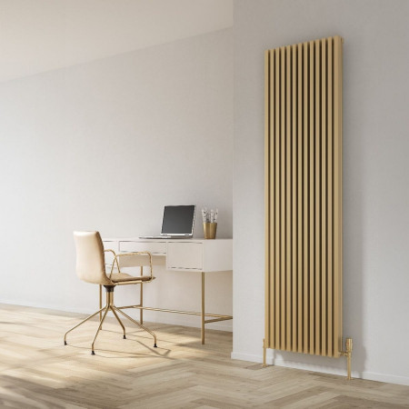 A-ABN18050B Reina Albano 1800 x 510mm Brass Effect Vertical Aluminium Radiator Lifestyle
