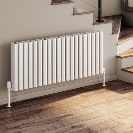 A-ALC060142W Reina Alco 600 x 1420mm Double Horizontal White Aluminium Radiator (2)