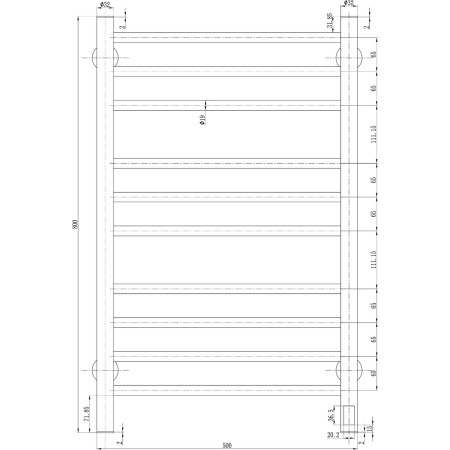 DE-ARG0805G Reina Arnage Dry Electric 800 x 500mm Gunmetal Heated Towel Rail Line Drawing