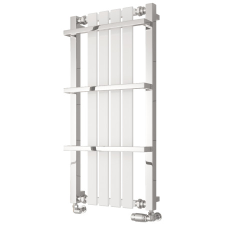 Reina Ashen 1000 x 490mm Mild Steel Heated Towel Rail in White and Chrome