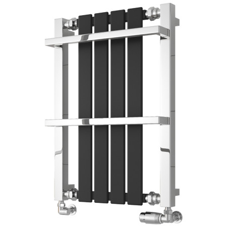 Reina Ashen 700 x 490mm Mild Steel Heated Towel Rail in Chrome and Black