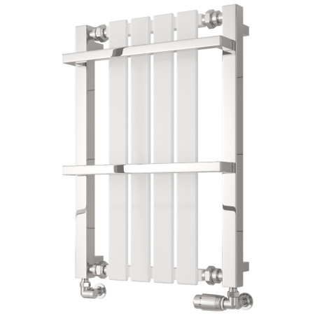 Reina Ashen 700 x 490mm Mild Steel Heated Towel Rail in White and Chrome