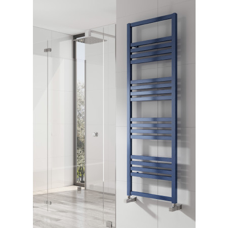 Reina Bolca 1530 x 485mm Blue Satin Heated Towel Rail Room Setting Lifestyle