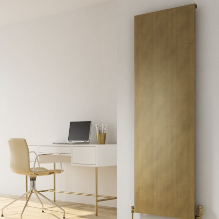 A-LGC060B Reina Brenta Vertical 1800 x 608mm Aluminium Radiator in Brushed Brass Lifestyle