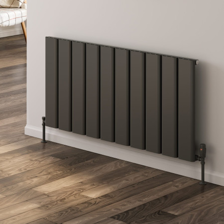 A-CDR060124A Reina Caldaro 600 x 1245mm Anthracite Horizontal Aluminium Radiator Lifestyle