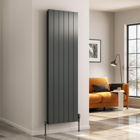 A-CSL180056AD Reina Casina 1800 x 565mm Double Vertical Anthracite Aluminium Radiator Lifestyle
