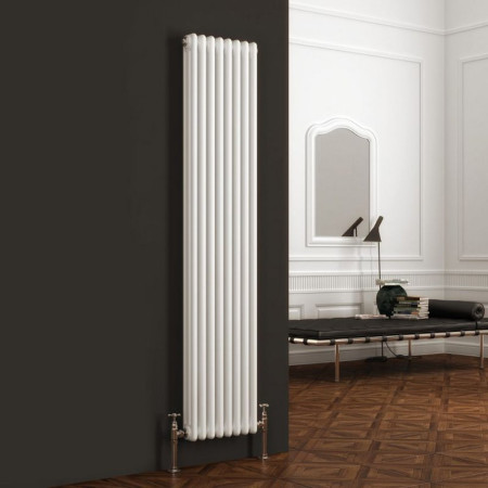 3/C158 Reina Colona 3 Column 1500 x 380mm White Vertical Designer Radiator (2)