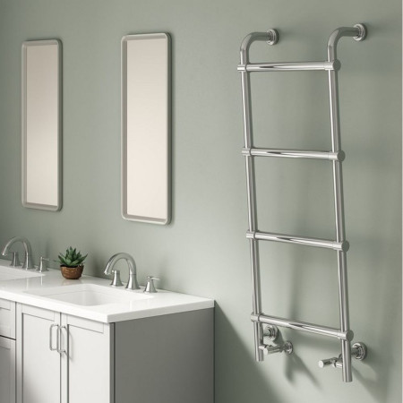 RNDETH1250C Reina Eltham Mild Steel 1200 x 500mm Traditional Heated Towel Rail Lifestyle