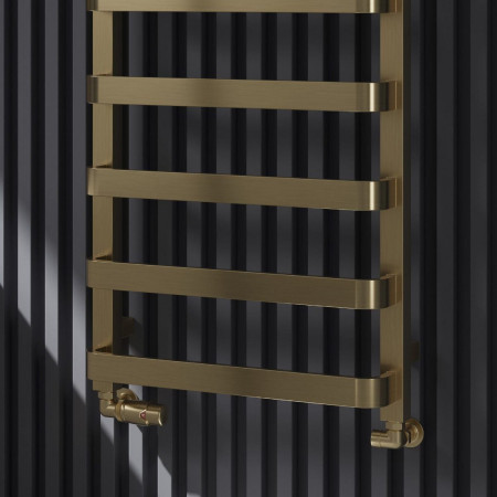 Reina Flora 1500 x 500mm Brushed Brass Designer Heated Towel Rail