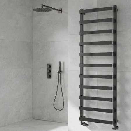 RND-FLA1505G Reina Flora 1500 x 500mm Gunmetal Designer Heated Towel Rail Lifestyle
