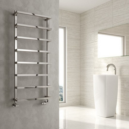 RND-GLR0555C Reina Glora 555 x 500mm Mild Steel Heated Towel Rail in Chrome Lifestyle