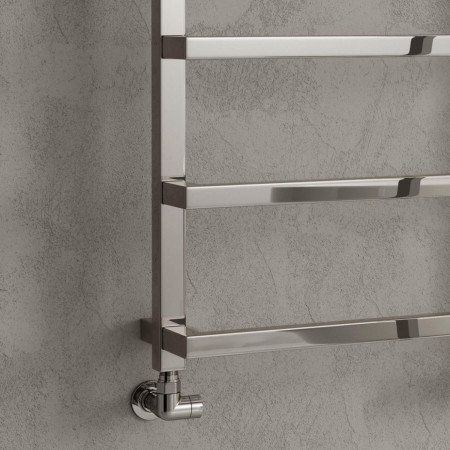 RND-GLR0875C Reina Glora 875 x 500mm Mild Steel Heated Towel Rail in Chrome Close Up