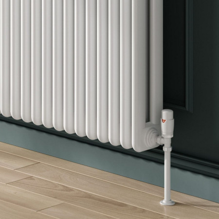 RND-HDM6126W Reina Hedingham Horizontal 600 x 1265mm White Column Radiator with Thermostatic Valves