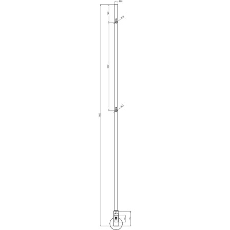 DE-INS1502G Reina Ines 1500 x 22mm Gunmetal Electric Heated Towel Rail Line Drawing