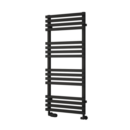 Reina Kale Mild Steel 1126 x 500mm Heated Towel Rail in Black