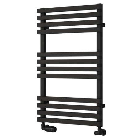 Reina Kale Mild Steel 816 x 500mm Heated Towel Rail in Black